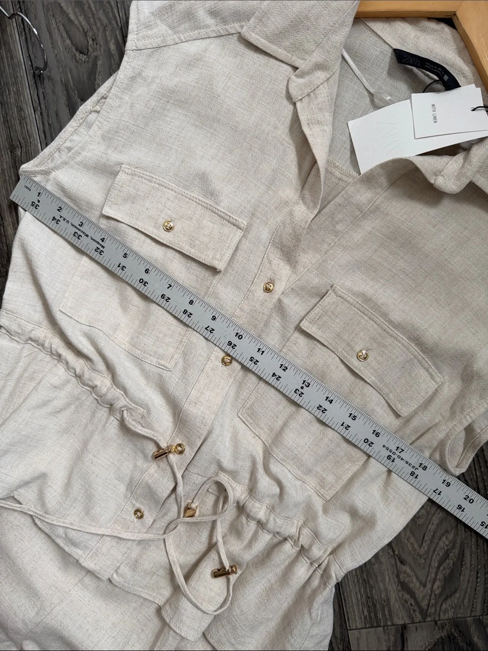 NWT Zara Linen Blend Summer Flowy Jumpsuit Sleeveless Drawstring Minimalist M